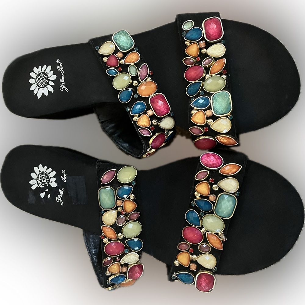 Yellow Box Beaded Sandals